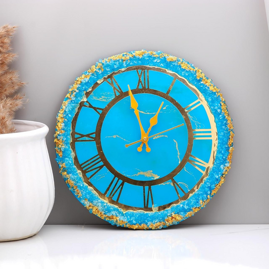 Blue Stones Resin Wall Clock