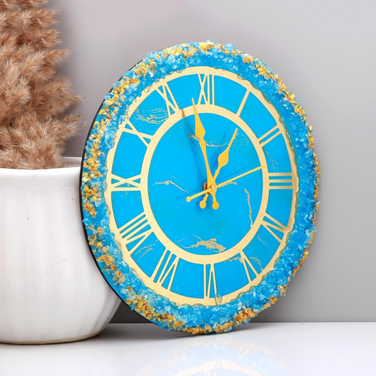 Blue Stones Resin Wall Clock
