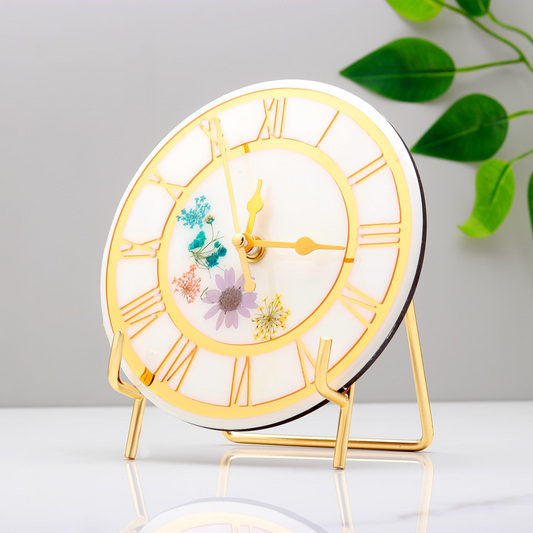 Vintage Floral Resin Roman Table Dial Clock