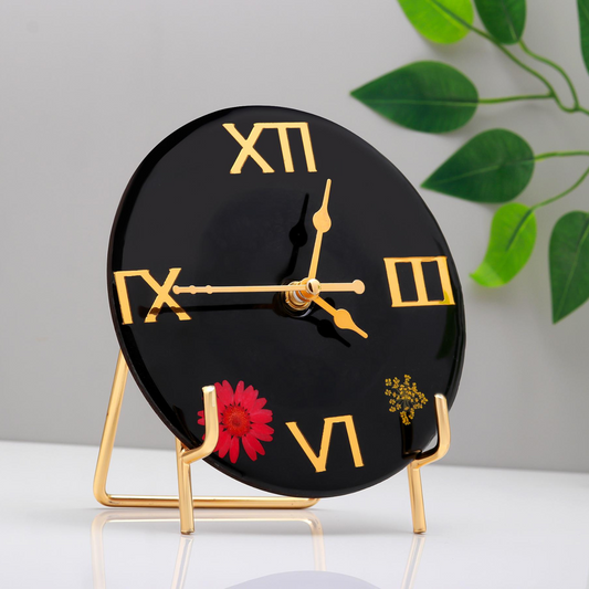 Handcrafted Floral Resin Table Clock