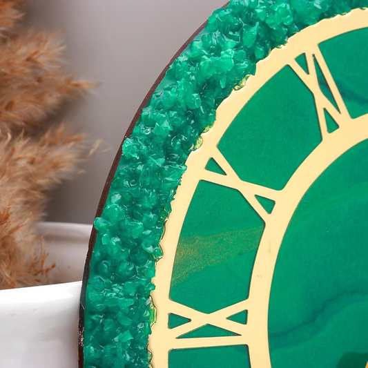 Green Stones Resin Wall Clock