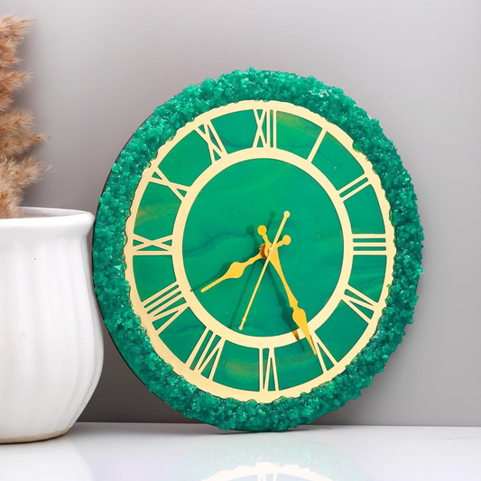 Green Stones Resin Wall Clock
